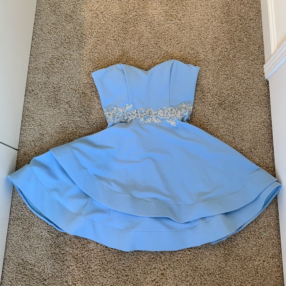 Strapless formal dress blue